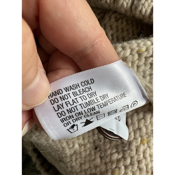 Orvis XXL Mens 100%  Wool Beige Tan Sweater Heavy Knitted - Picture 6 of 11